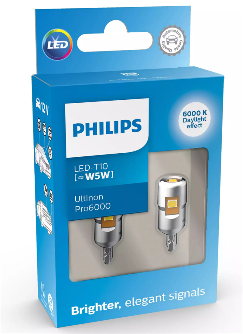 Philips Ultinon PRO6000 SI LED pære W5W 8000 Kelvin. Philips