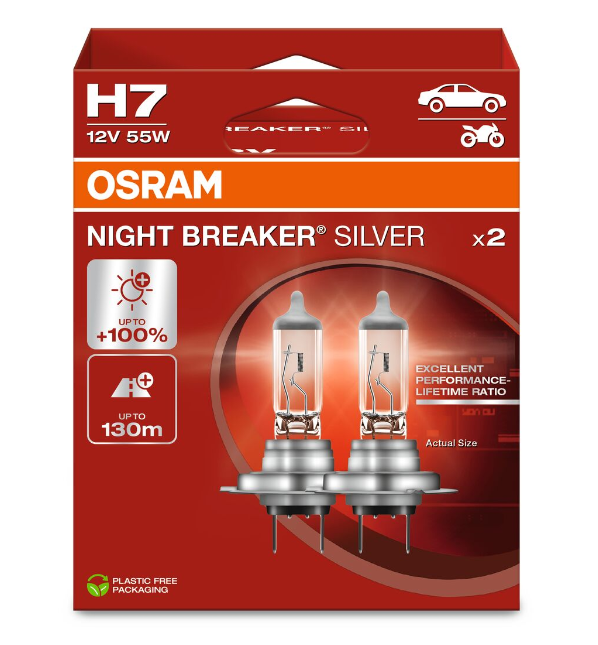 Osram Night Breaker Silver H7 +100% lys (2 stk.)