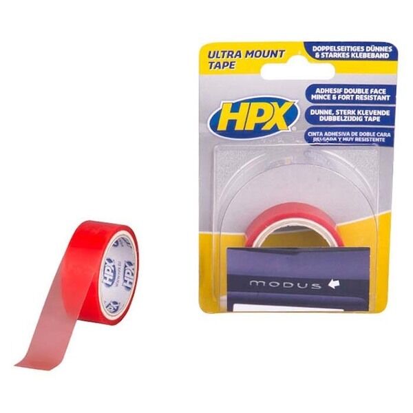 HPX ultra dobbeltklæbende tape klar 19mm x 1,5m