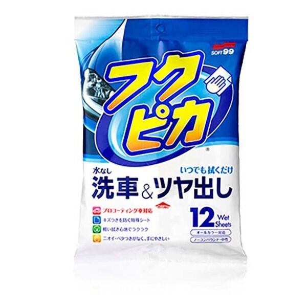 Soft99 Fukupika Wash & Wax 12 stk. wipes